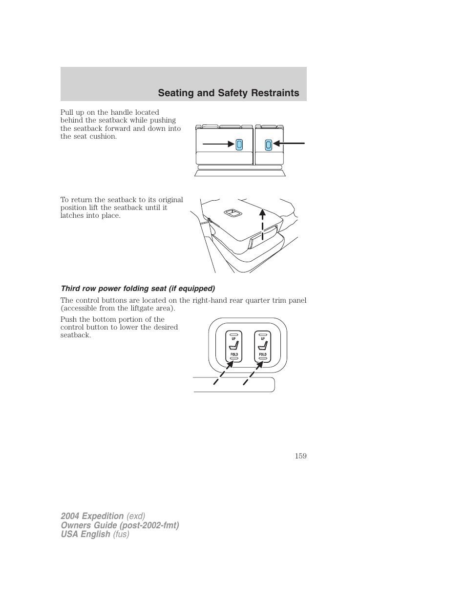 Seating and safety restraints | FORD 2004 Expedition v.1 User Manual | Page 159 / 344