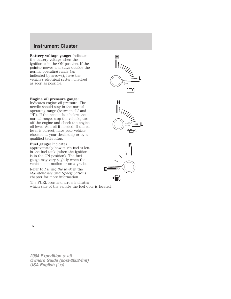 Instrument cluster | FORD 2004 Expedition v.1 User Manual | Page 16 / 344