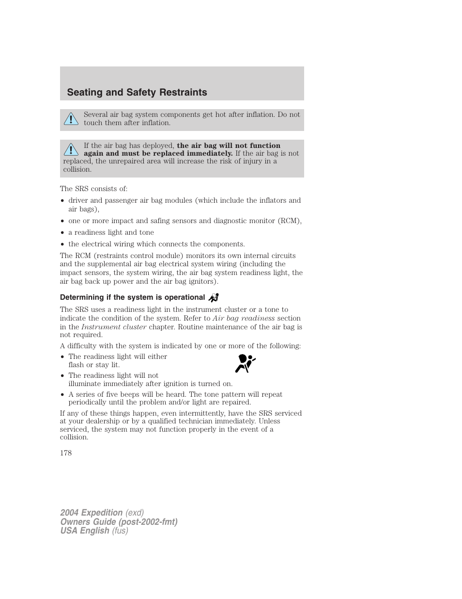 Seating and safety restraints | FORD 2004 Expedition v.1 User Manual | Page 178 / 344