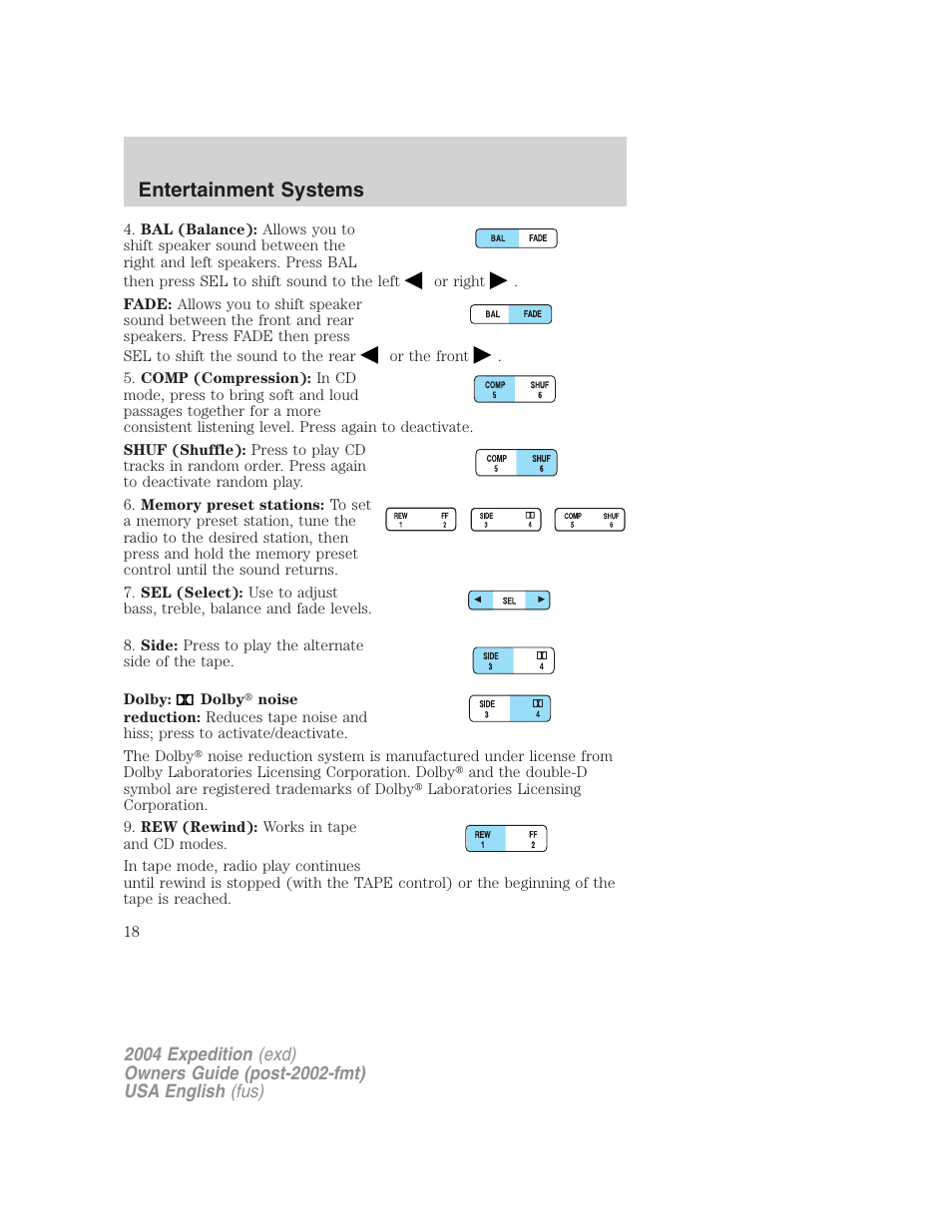Entertainment systems | FORD 2004 Expedition v.1 User Manual | Page 18 / 344