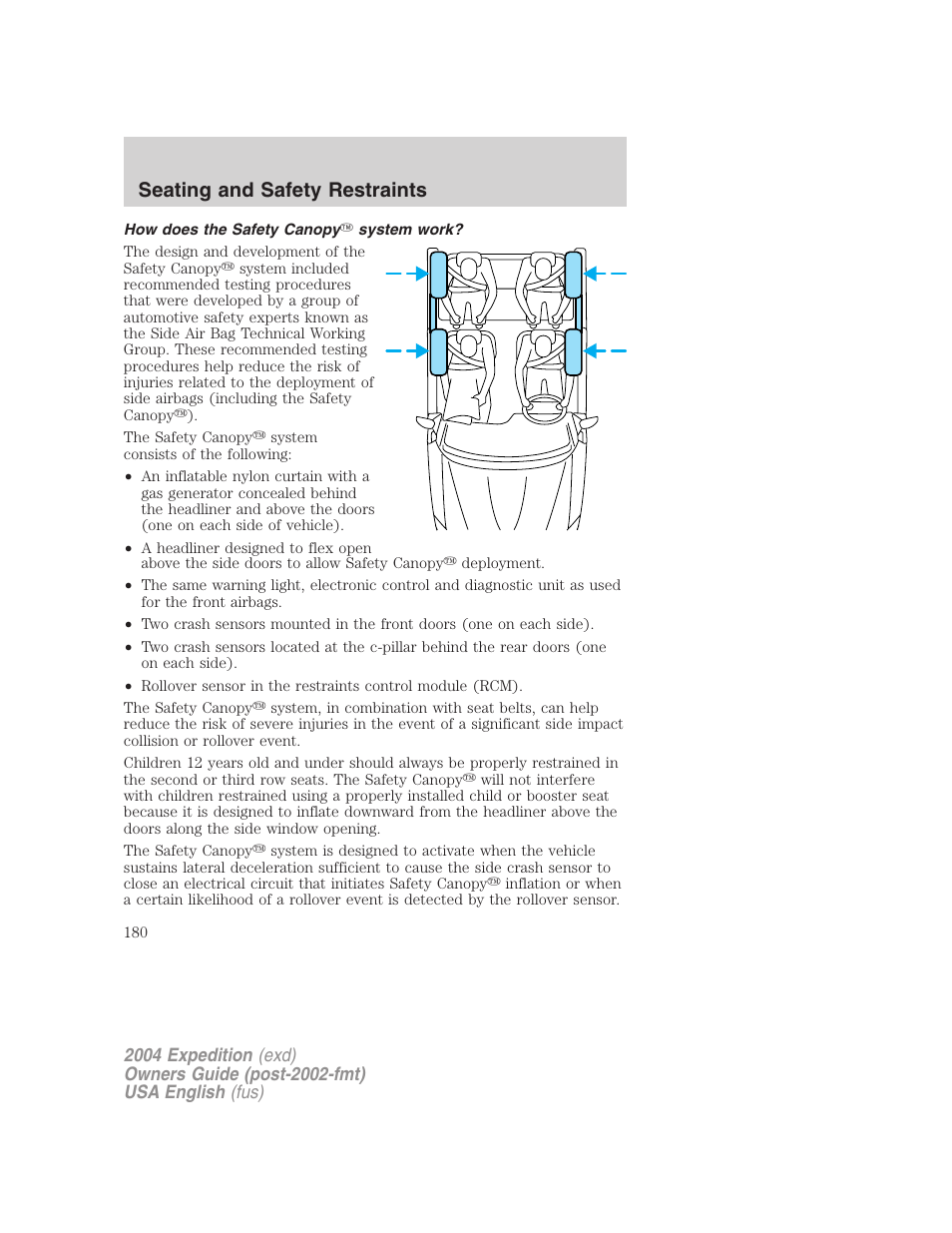 Seating and safety restraints | FORD 2004 Expedition v.1 User Manual | Page 180 / 344