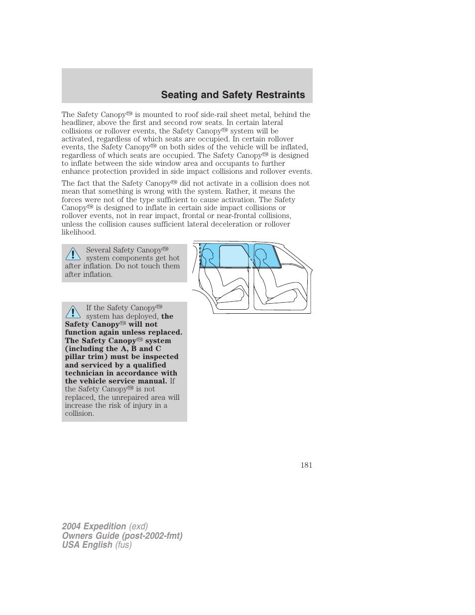 Seating and safety restraints | FORD 2004 Expedition v.1 User Manual | Page 181 / 344