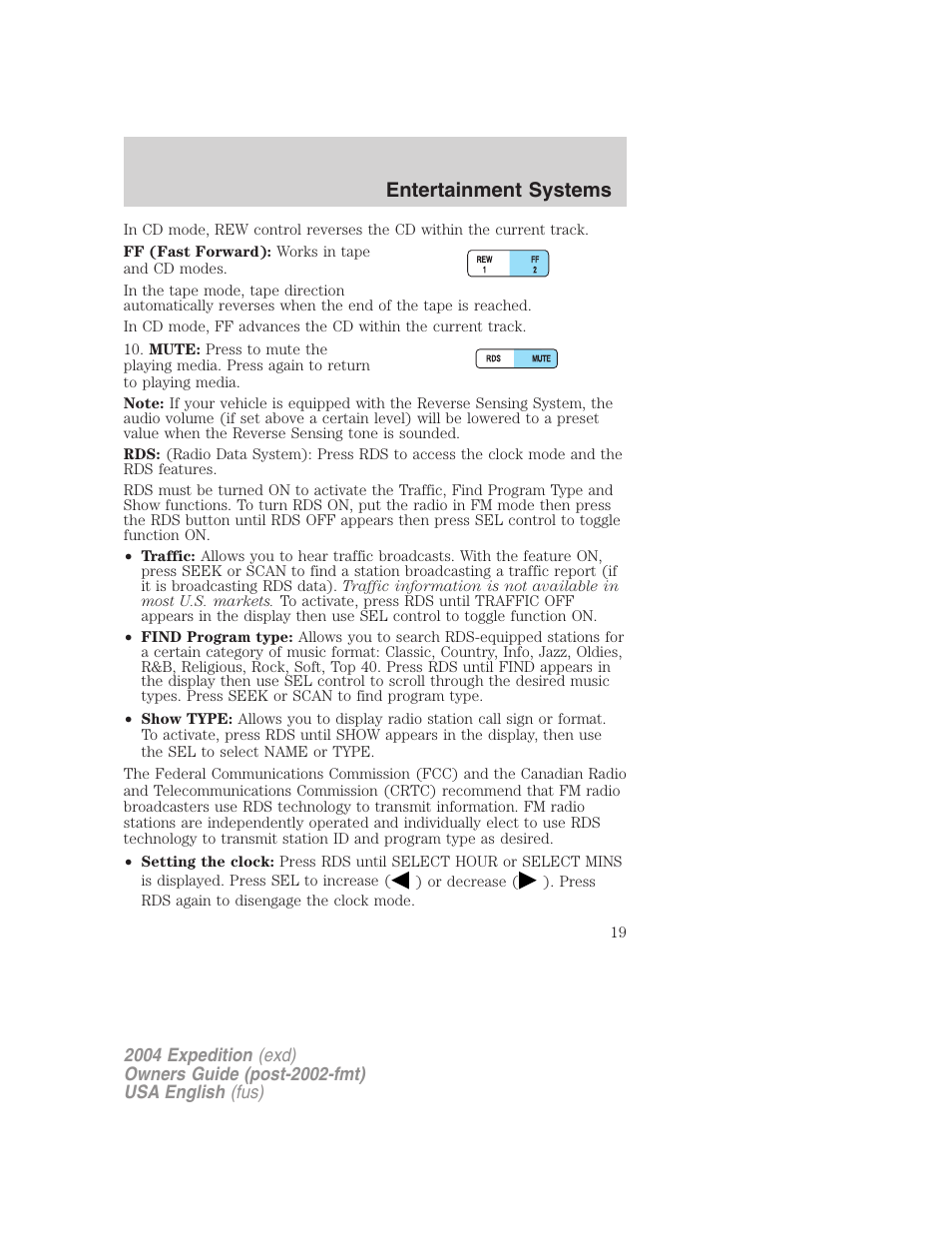 Entertainment systems | FORD 2004 Expedition v.1 User Manual | Page 19 / 344