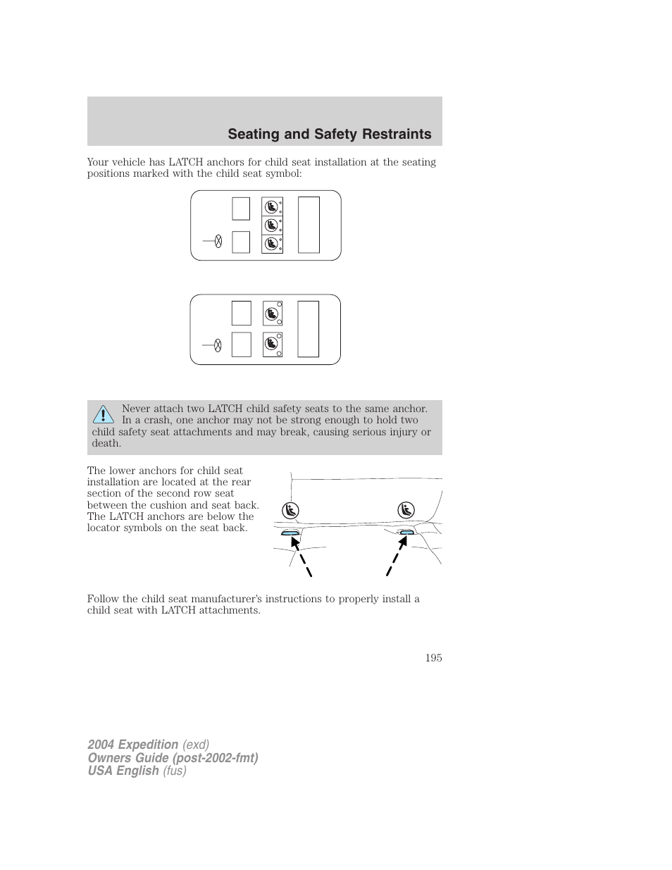 Seating and safety restraints | FORD 2004 Expedition v.1 User Manual | Page 195 / 344