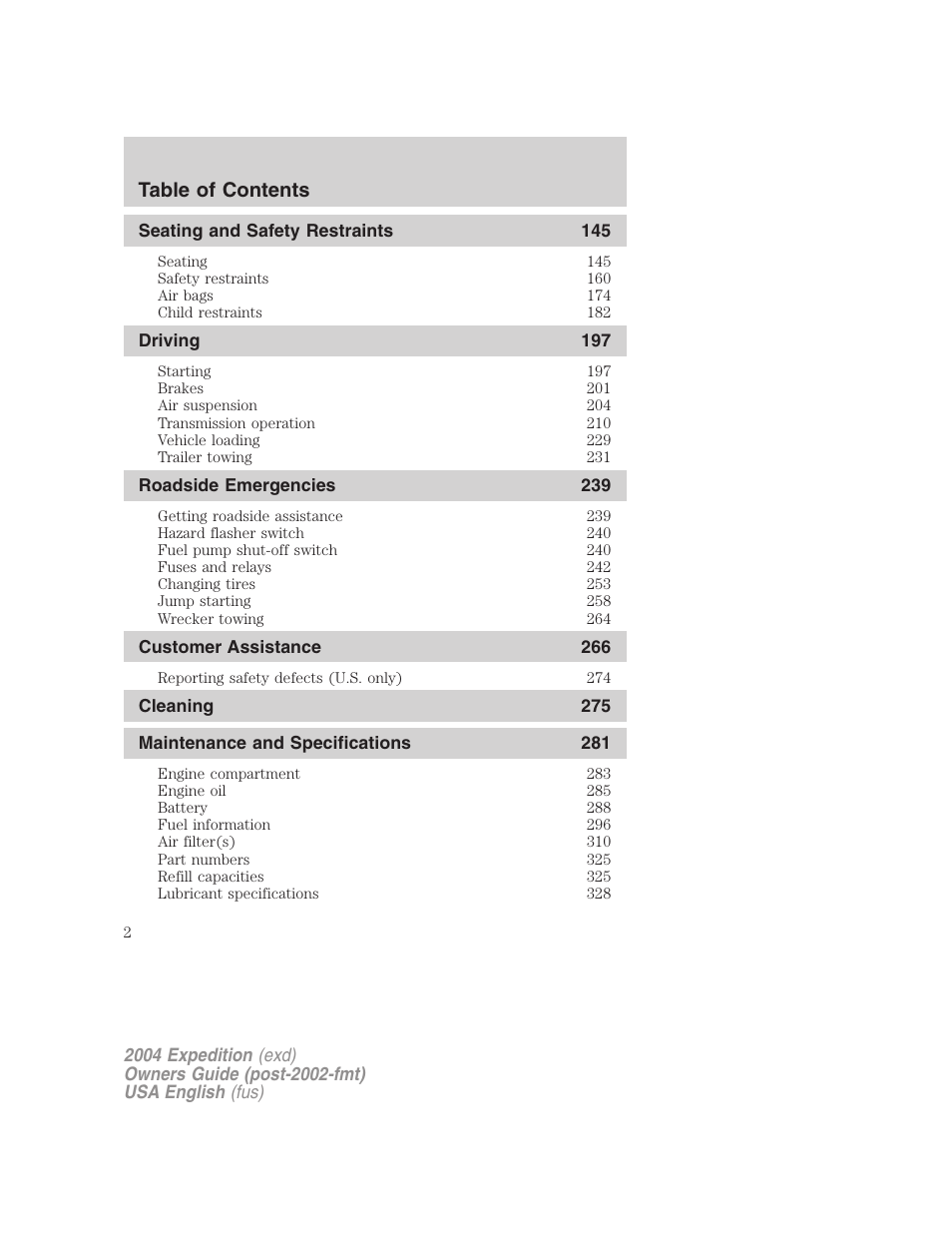 FORD 2004 Expedition v.1 User Manual | Page 2 / 344