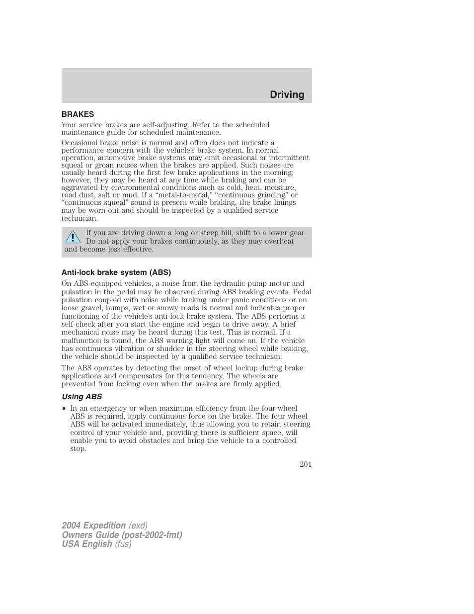 Driving | FORD 2004 Expedition v.1 User Manual | Page 201 / 344