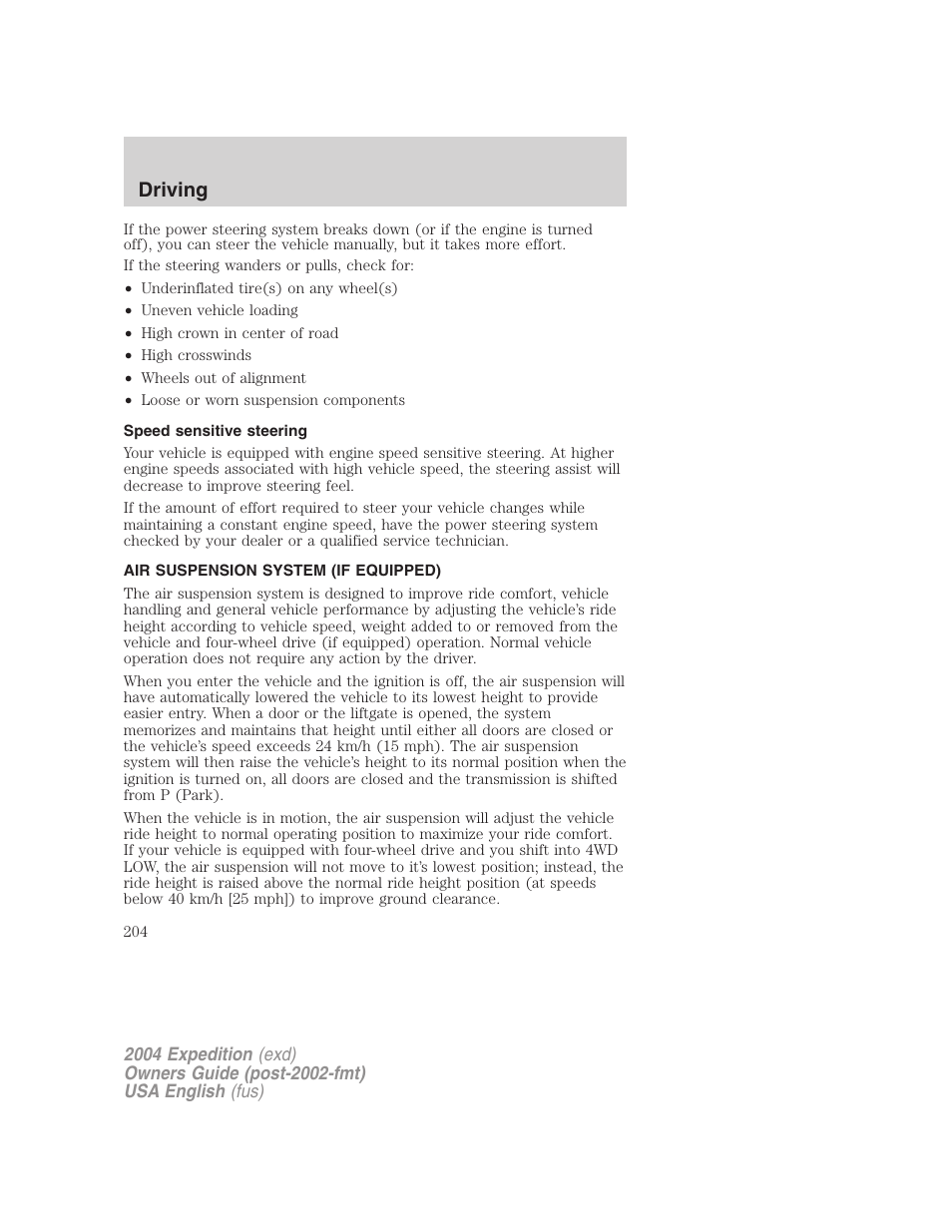 Driving | FORD 2004 Expedition v.1 User Manual | Page 204 / 344