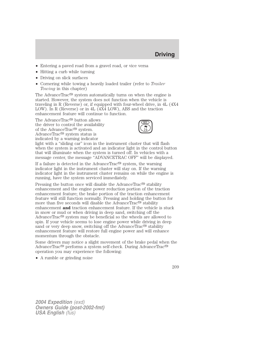Driving | FORD 2004 Expedition v.1 User Manual | Page 209 / 344