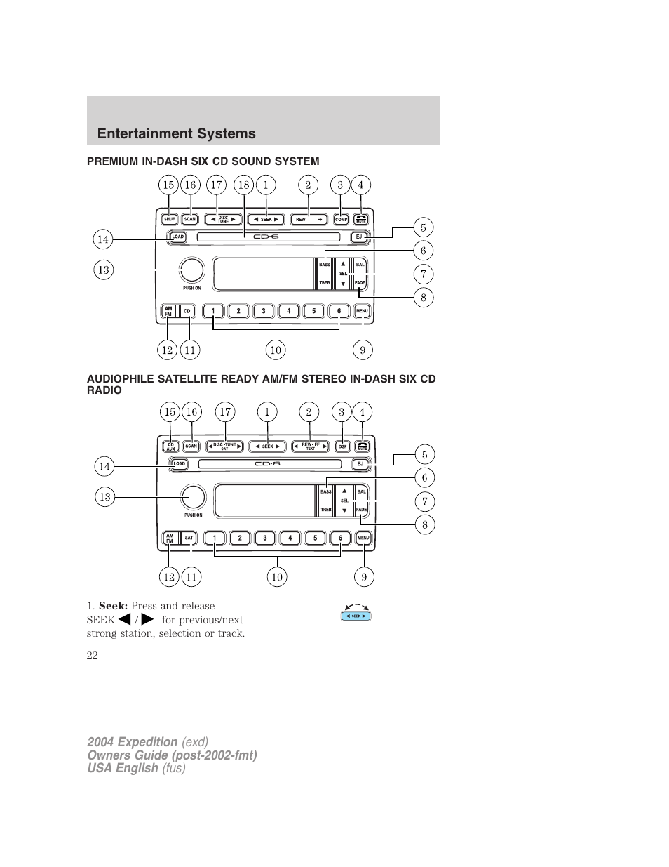 Entertainment systems | FORD 2004 Expedition v.1 User Manual | Page 22 / 344