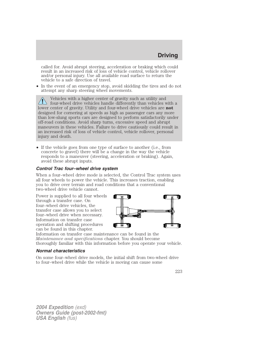Driving | FORD 2004 Expedition v.1 User Manual | Page 223 / 344