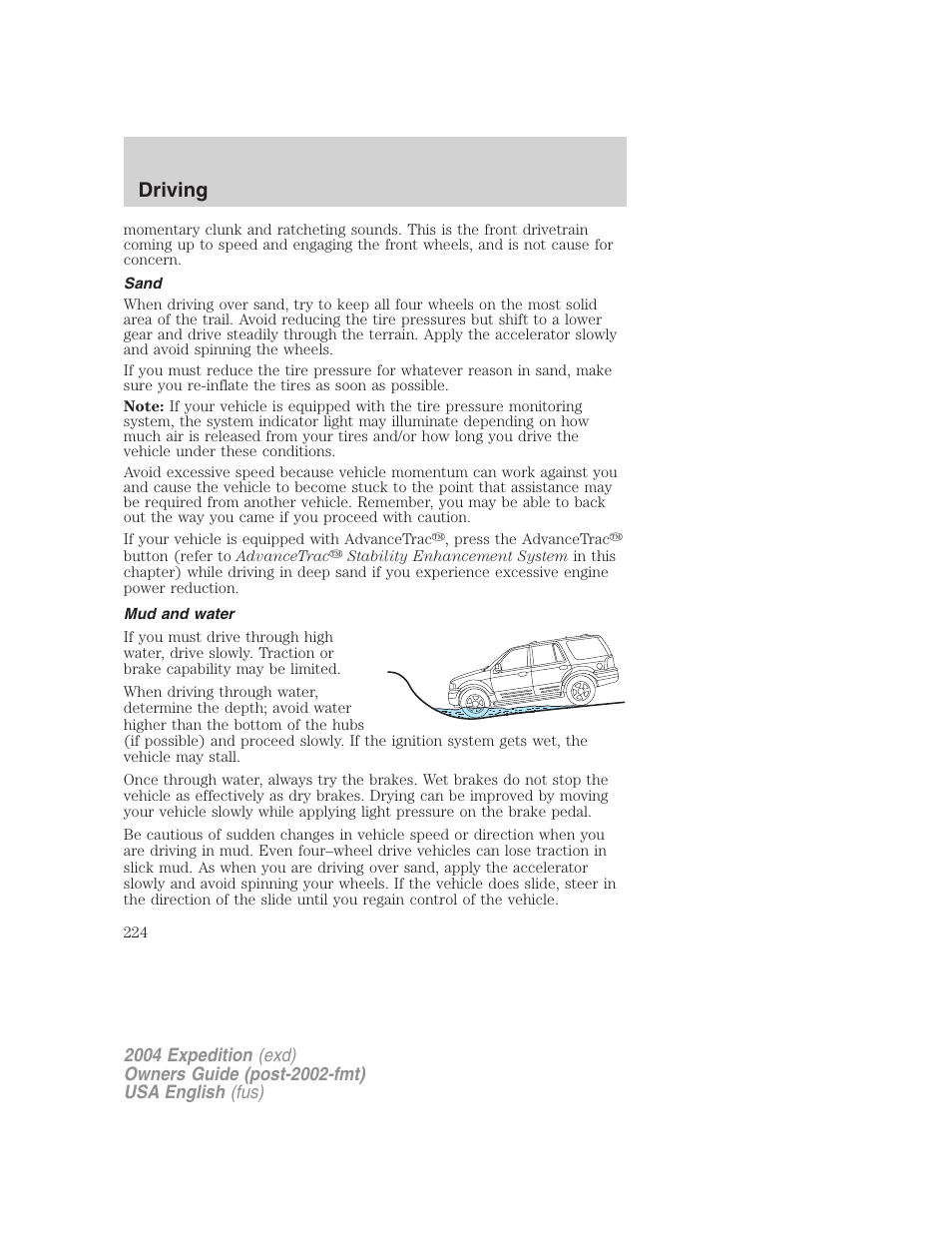 Driving | FORD 2004 Expedition v.1 User Manual | Page 224 / 344