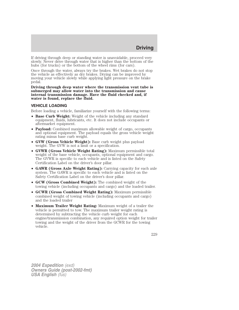 Driving | FORD 2004 Expedition v.1 User Manual | Page 229 / 344