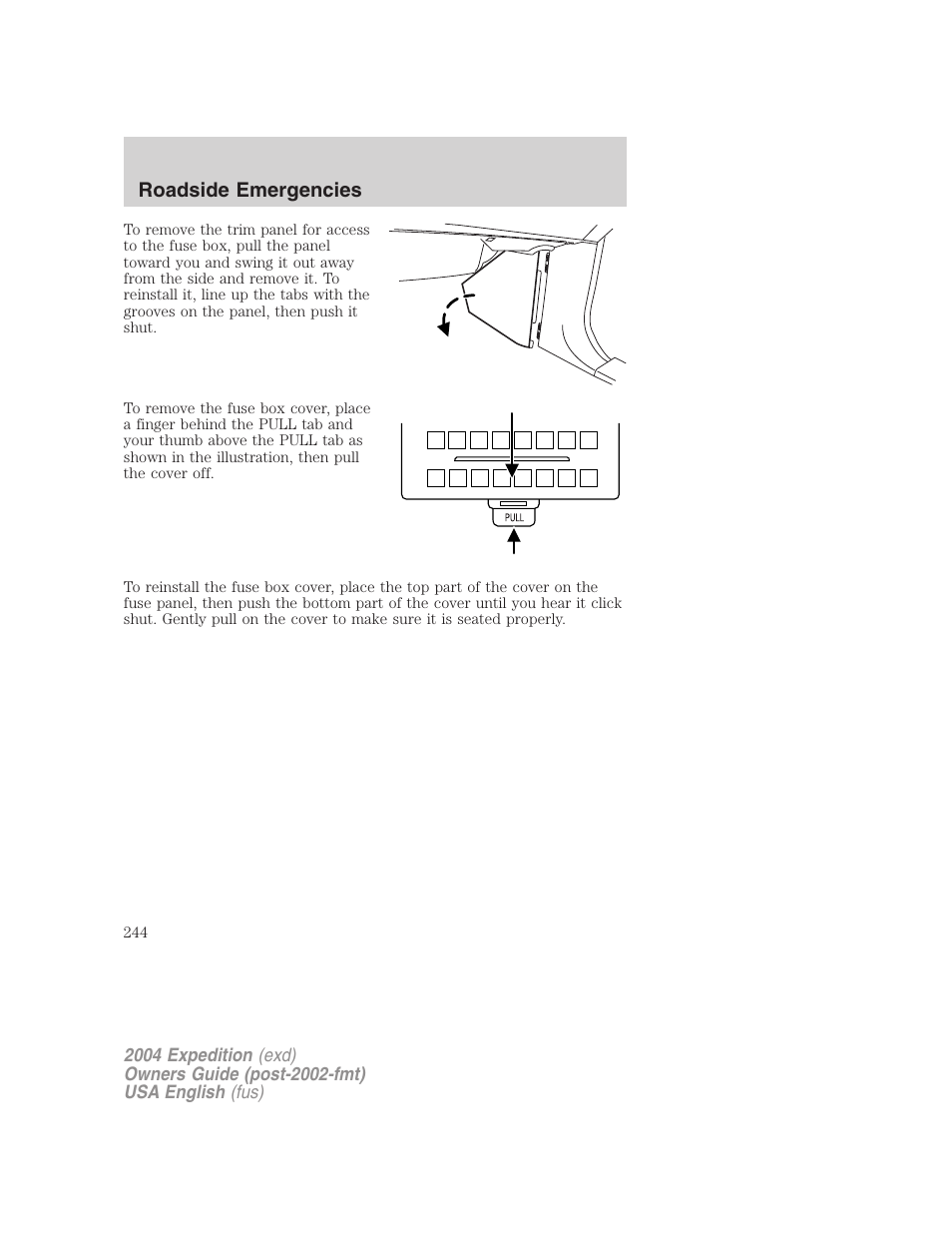 Roadside emergencies | FORD 2004 Expedition v.1 User Manual | Page 244 / 344