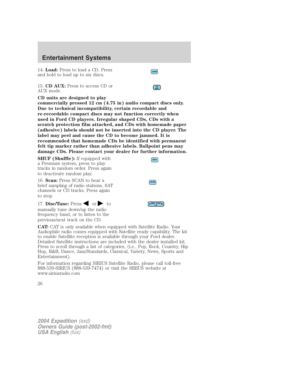 Entertainment systems | FORD 2004 Expedition v.1 User Manual | Page 26 / 344