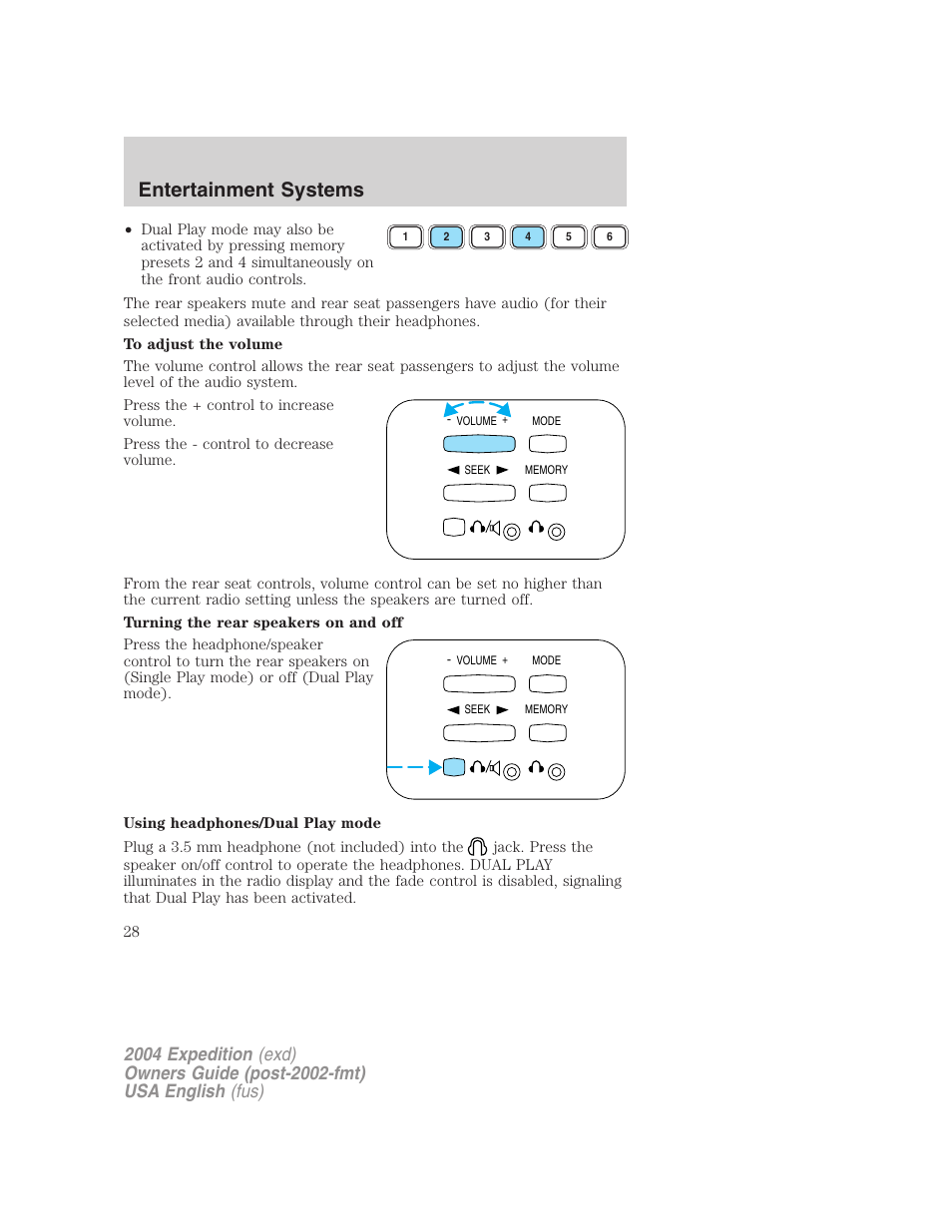 Entertainment systems | FORD 2004 Expedition v.1 User Manual | Page 28 / 344