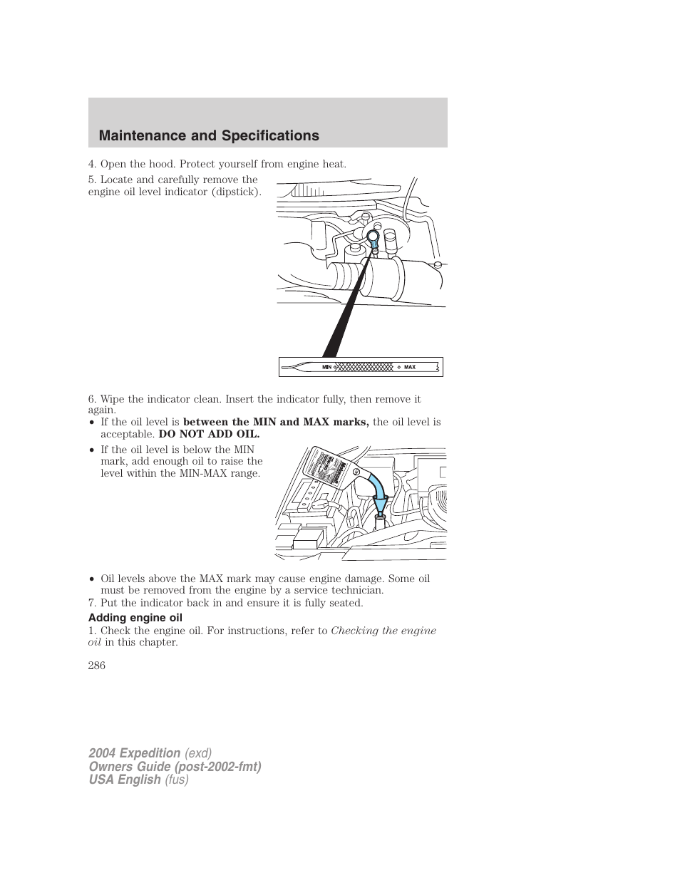 Maintenance and specifications | FORD 2004 Expedition v.1 User Manual | Page 286 / 344