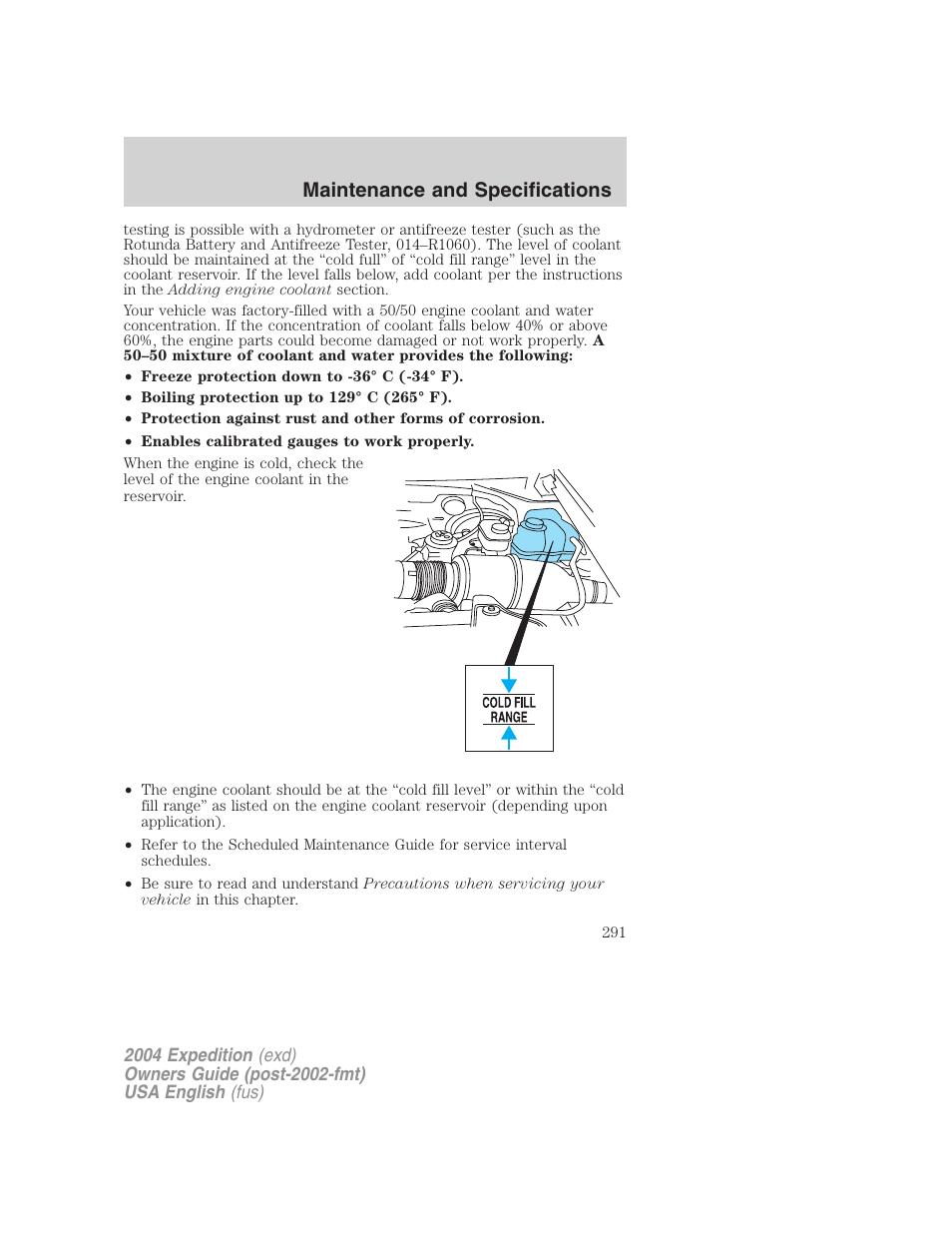 Maintenance and specifications | FORD 2004 Expedition v.1 User Manual | Page 291 / 344