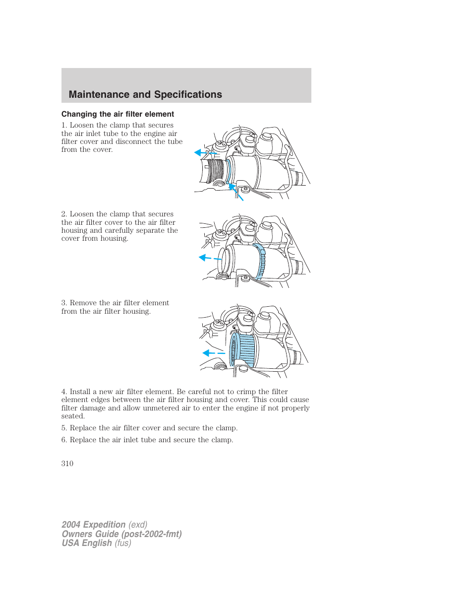 Maintenance and specifications | FORD 2004 Expedition v.1 User Manual | Page 310 / 344