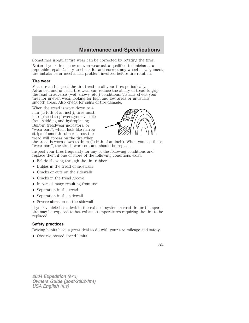 Maintenance and specifications | FORD 2004 Expedition v.1 User Manual | Page 321 / 344