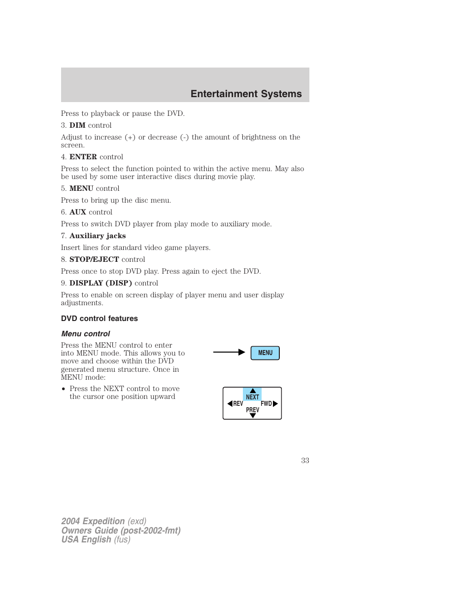 Entertainment systems | FORD 2004 Expedition v.1 User Manual | Page 33 / 344