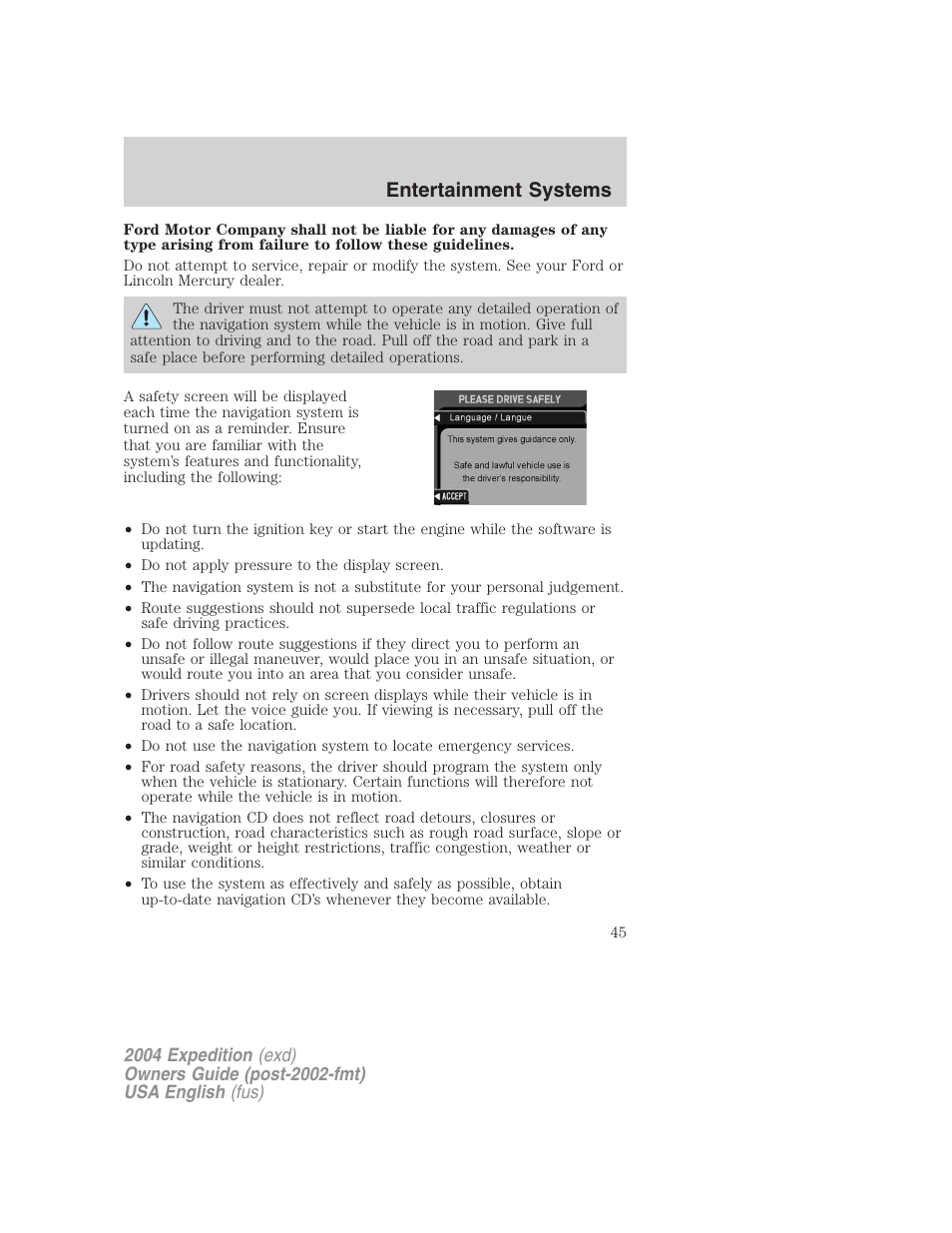 Entertainment systems | FORD 2004 Expedition v.1 User Manual | Page 45 / 344