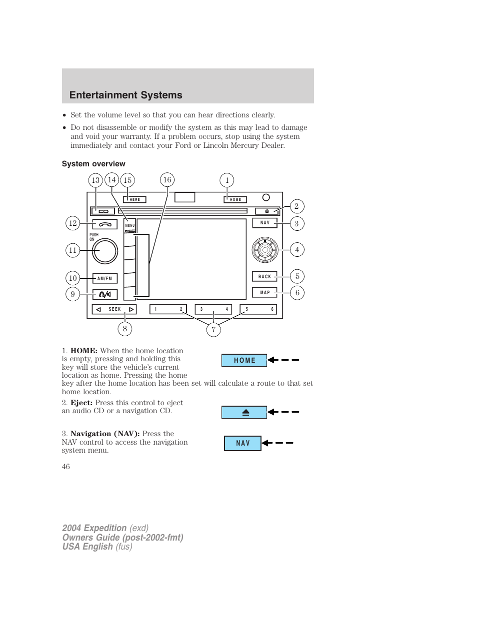 Entertainment systems | FORD 2004 Expedition v.1 User Manual | Page 46 / 344