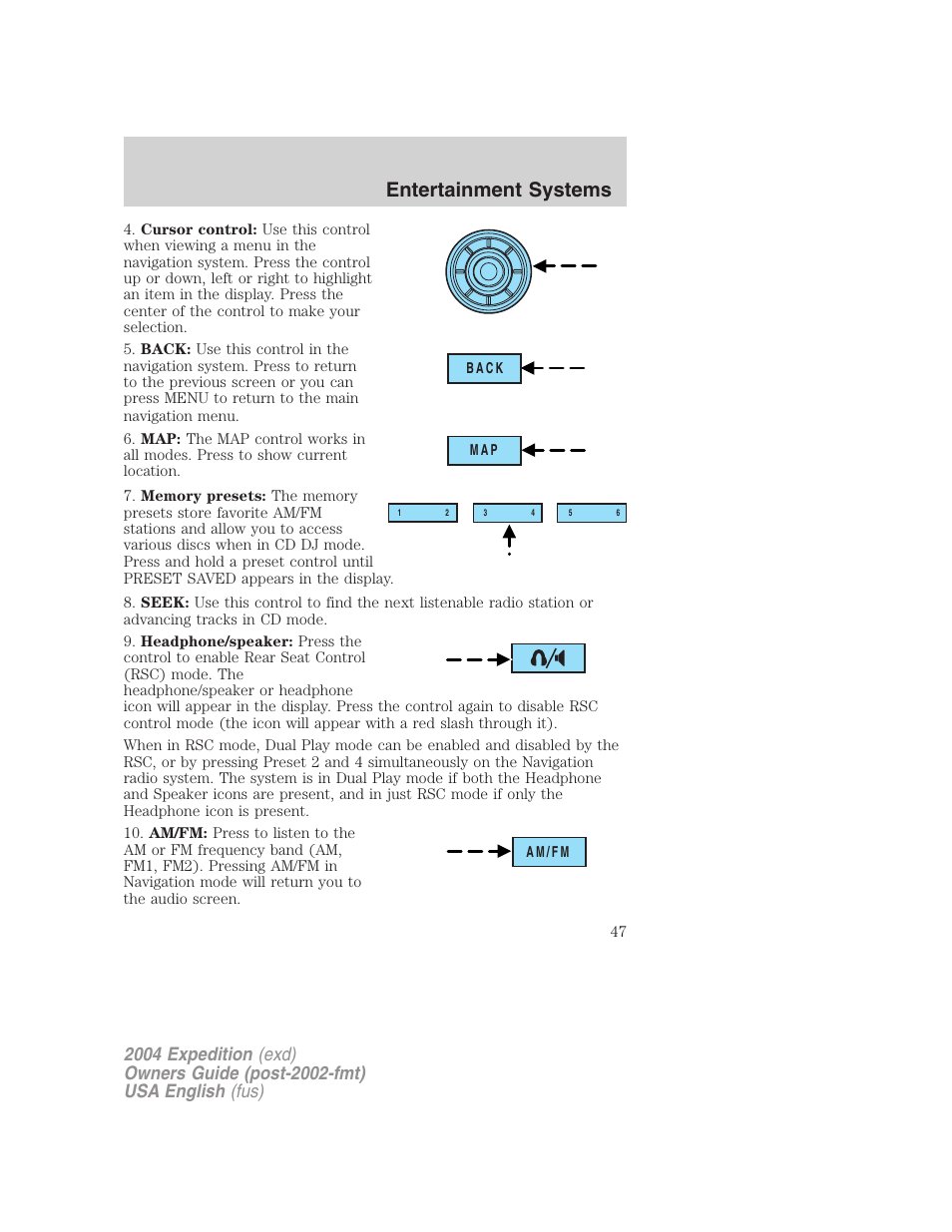 Entertainment systems | FORD 2004 Expedition v.1 User Manual | Page 47 / 344