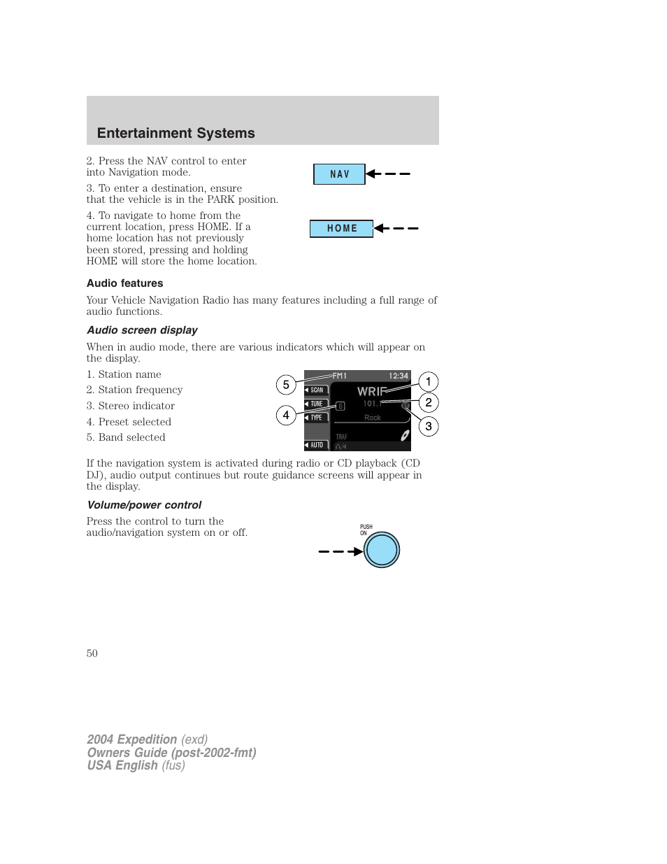 Entertainment systems | FORD 2004 Expedition v.1 User Manual | Page 50 / 344