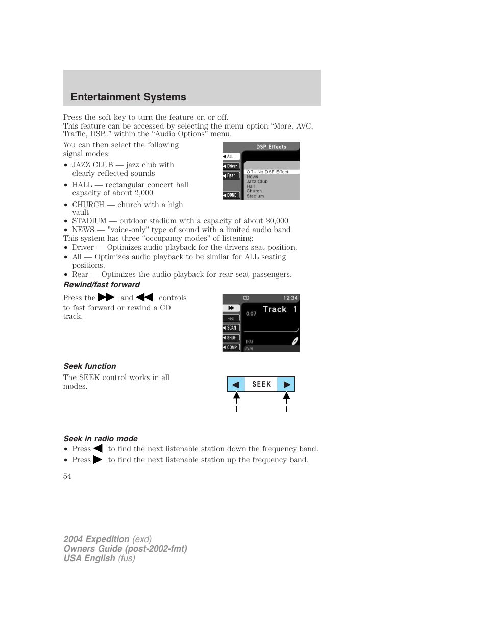 Entertainment systems | FORD 2004 Expedition v.1 User Manual | Page 54 / 344