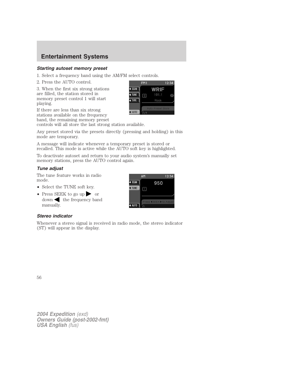 Entertainment systems | FORD 2004 Expedition v.1 User Manual | Page 56 / 344