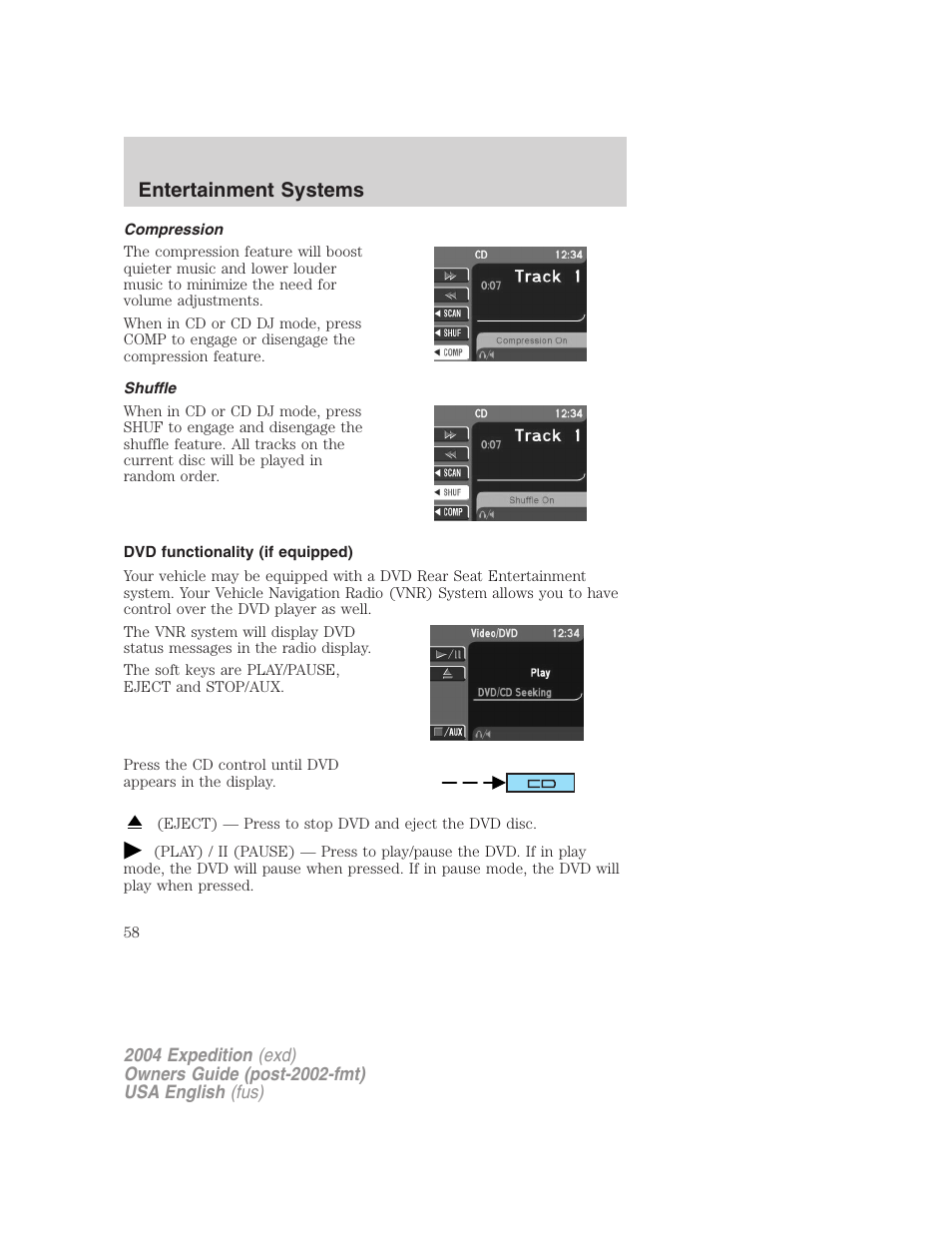 Entertainment systems | FORD 2004 Expedition v.1 User Manual | Page 58 / 344