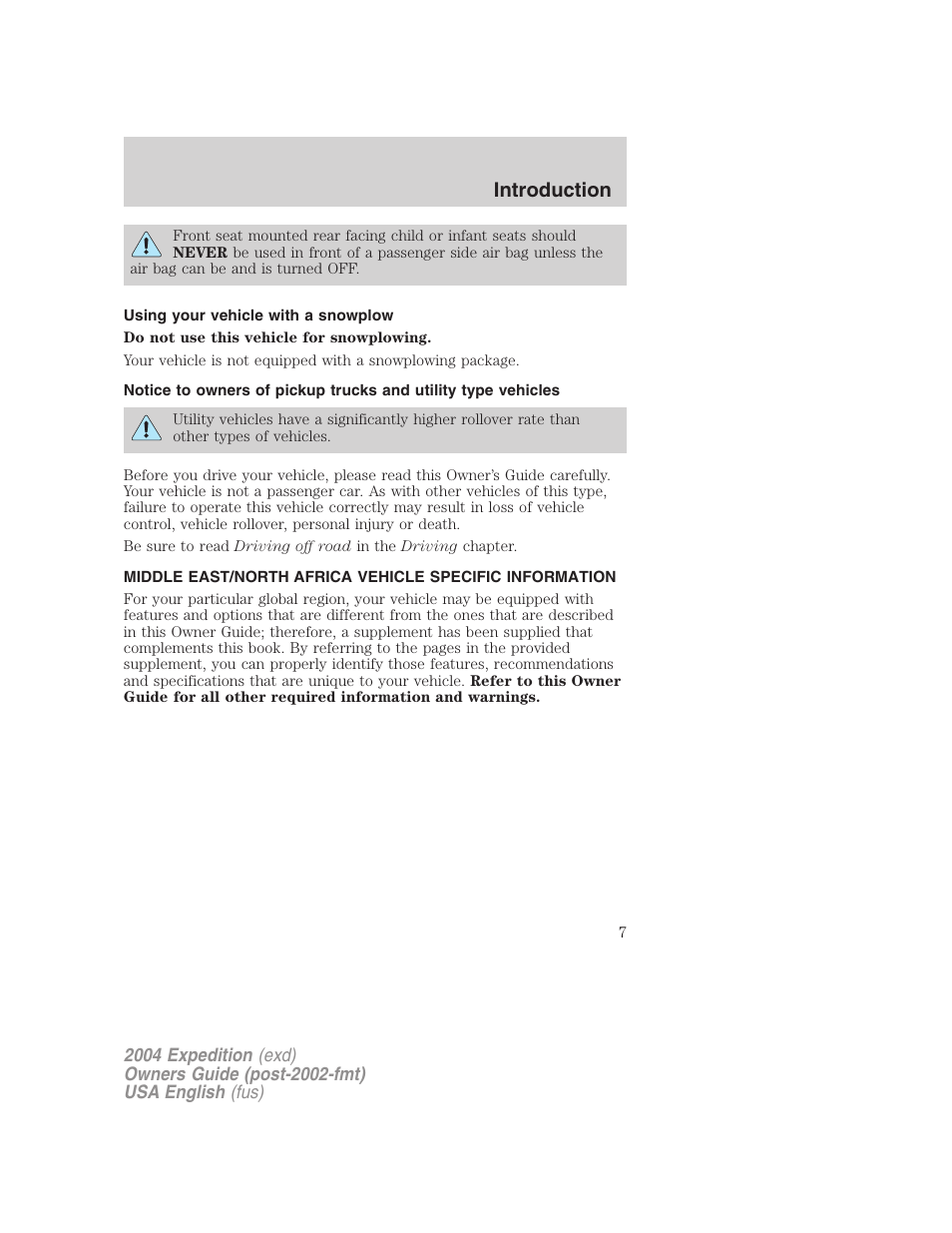Introduction | FORD 2004 Expedition v.1 User Manual | Page 7 / 344