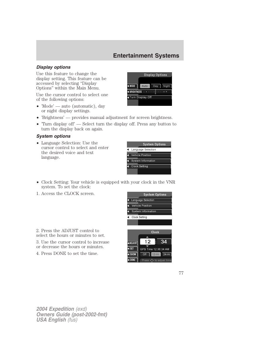 Entertainment systems | FORD 2004 Expedition v.1 User Manual | Page 77 / 344