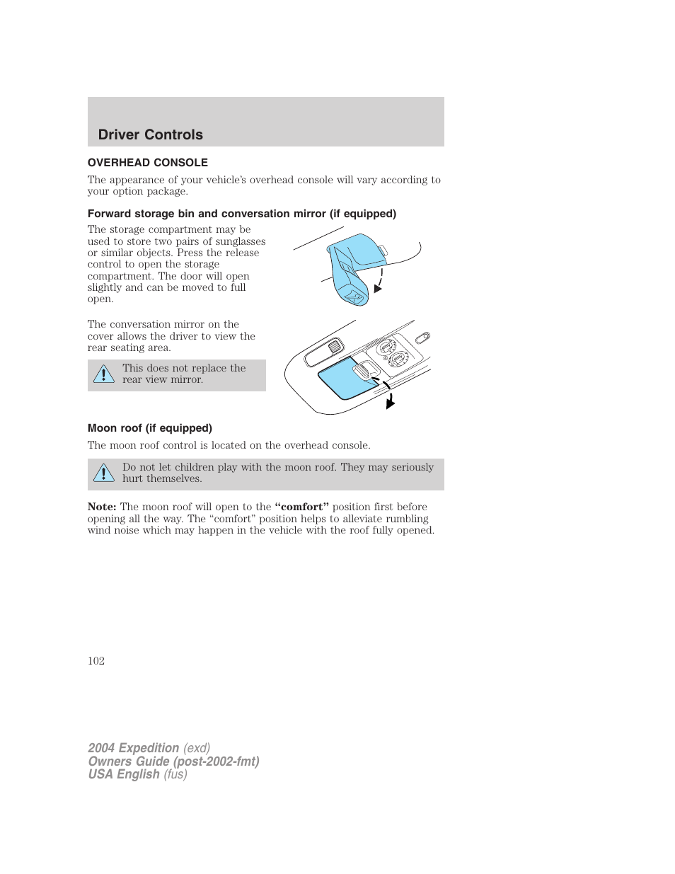 Driver controls | FORD 2004 Expedition v.2 User Manual | Page 102 / 352