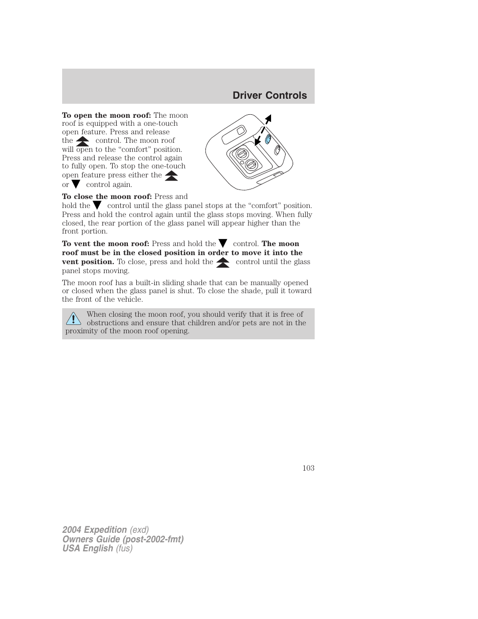 Driver controls | FORD 2004 Expedition v.2 User Manual | Page 103 / 352