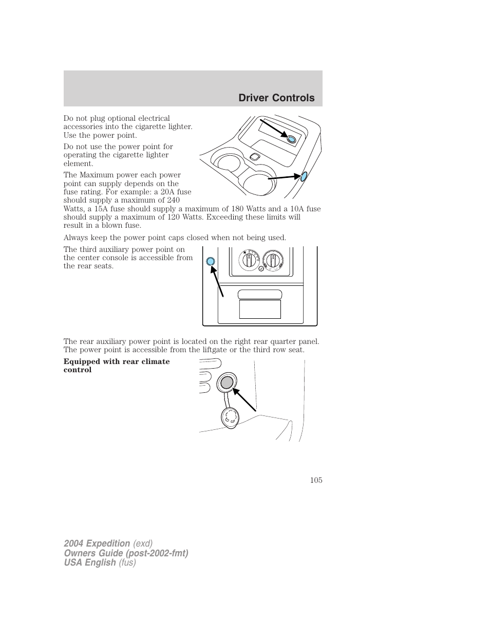 Driver controls | FORD 2004 Expedition v.2 User Manual | Page 105 / 352