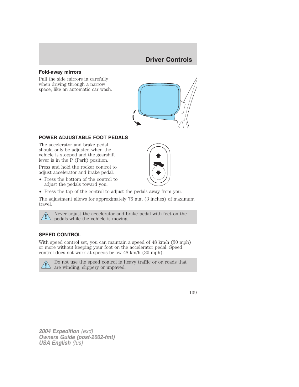 Driver controls | FORD 2004 Expedition v.2 User Manual | Page 109 / 352