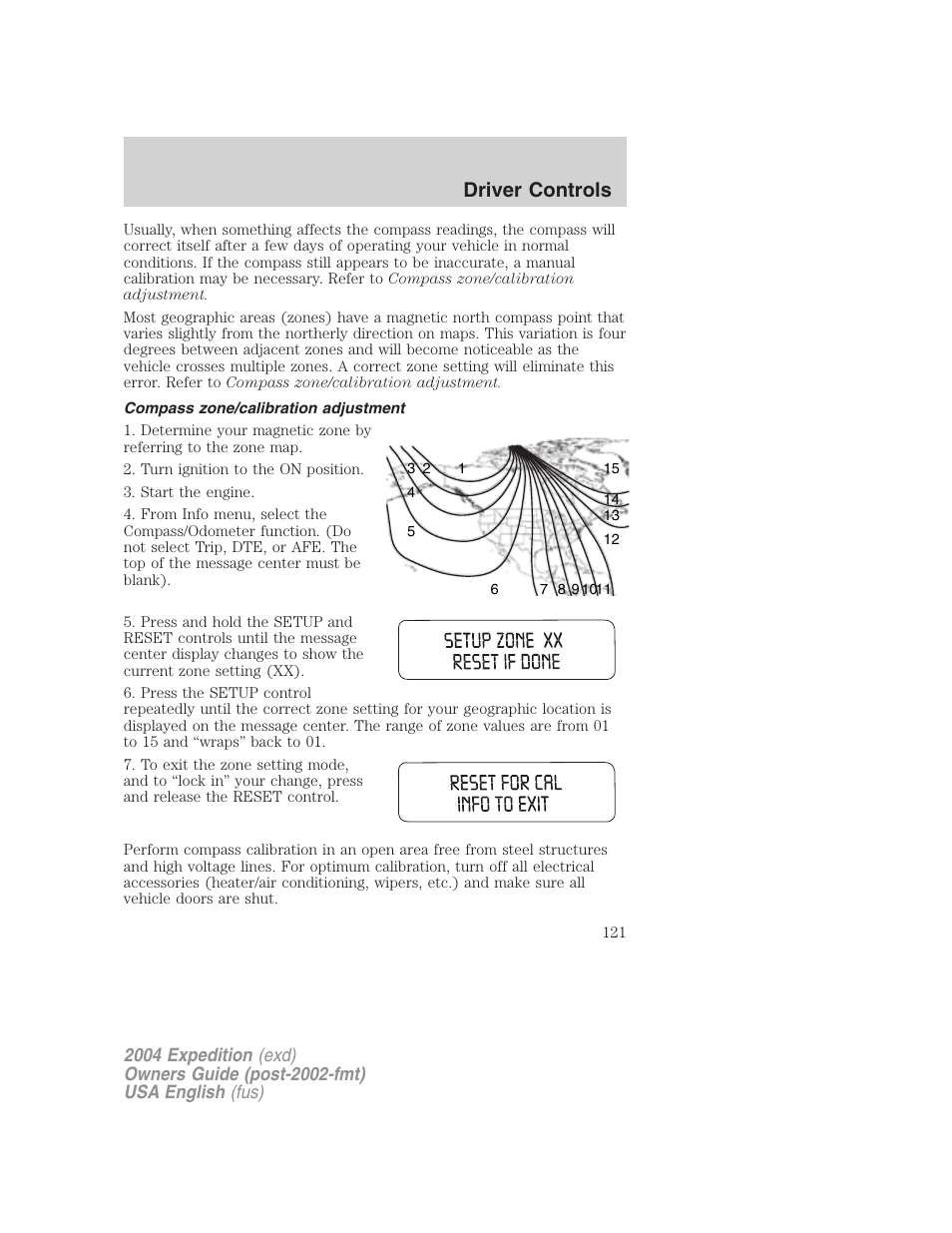 Driver controls | FORD 2004 Expedition v.2 User Manual | Page 121 / 352