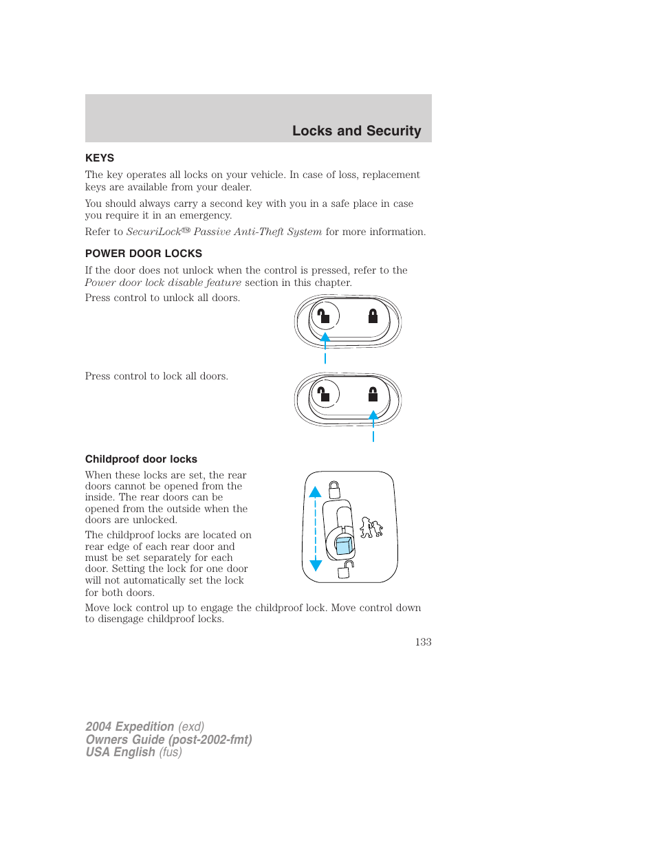 Locks and security | FORD 2004 Expedition v.2 User Manual | Page 133 / 352