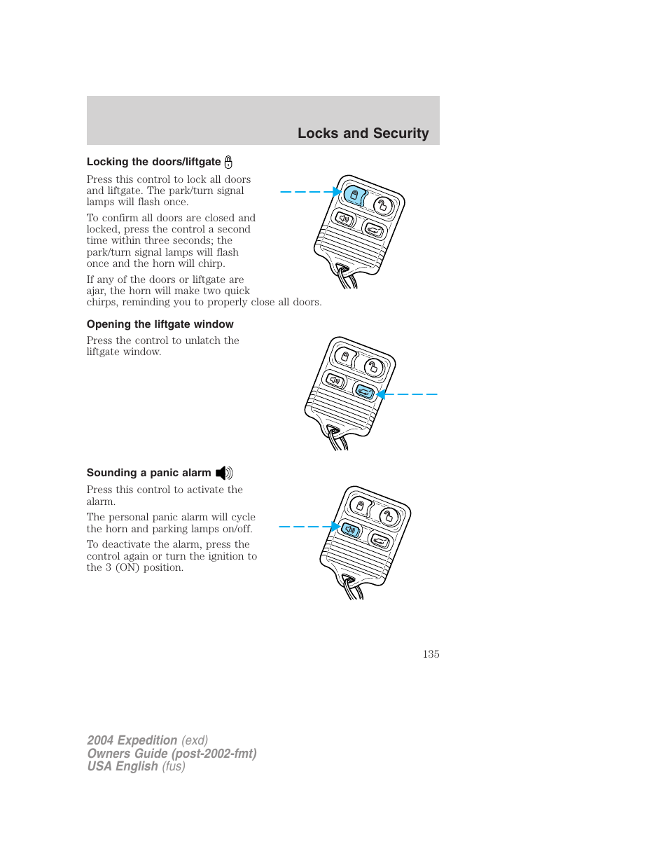 Locks and security | FORD 2004 Expedition v.2 User Manual | Page 135 / 352