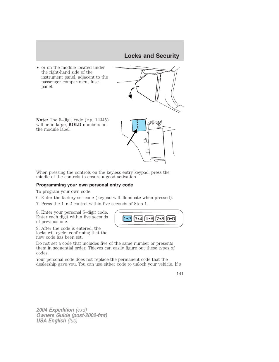 Locks and security | FORD 2004 Expedition v.2 User Manual | Page 141 / 352