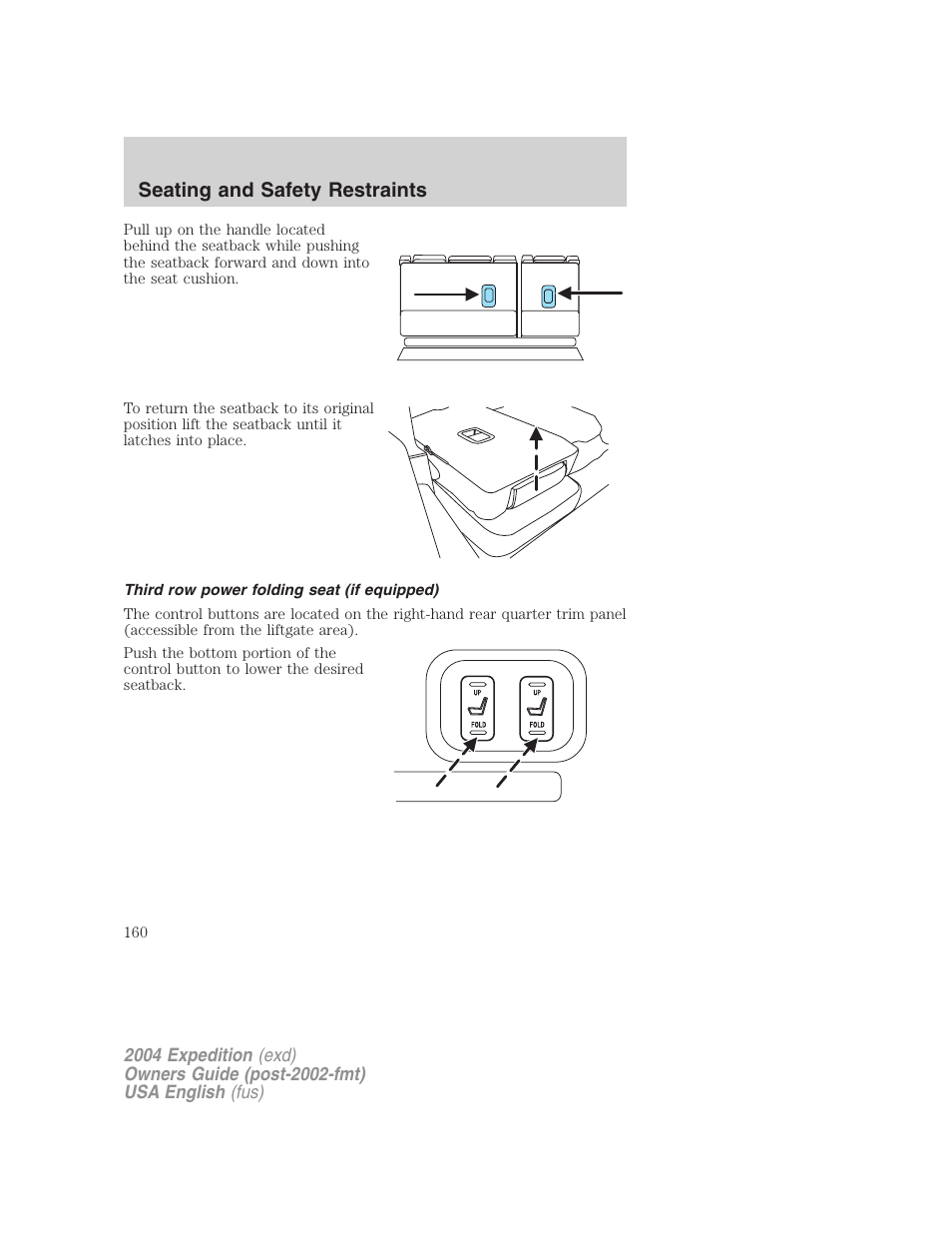 Seating and safety restraints | FORD 2004 Expedition v.2 User Manual | Page 160 / 352