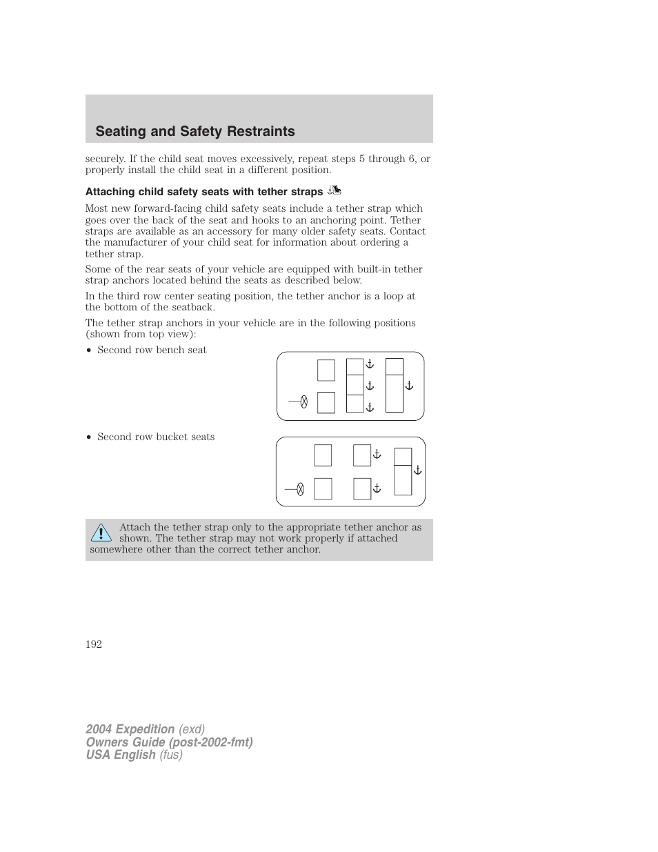 Seating and safety restraints | FORD 2004 Expedition v.2 User Manual | Page 192 / 352