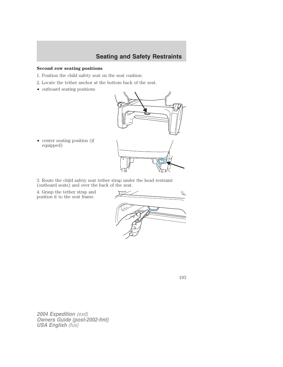 Seating and safety restraints | FORD 2004 Expedition v.2 User Manual | Page 193 / 352