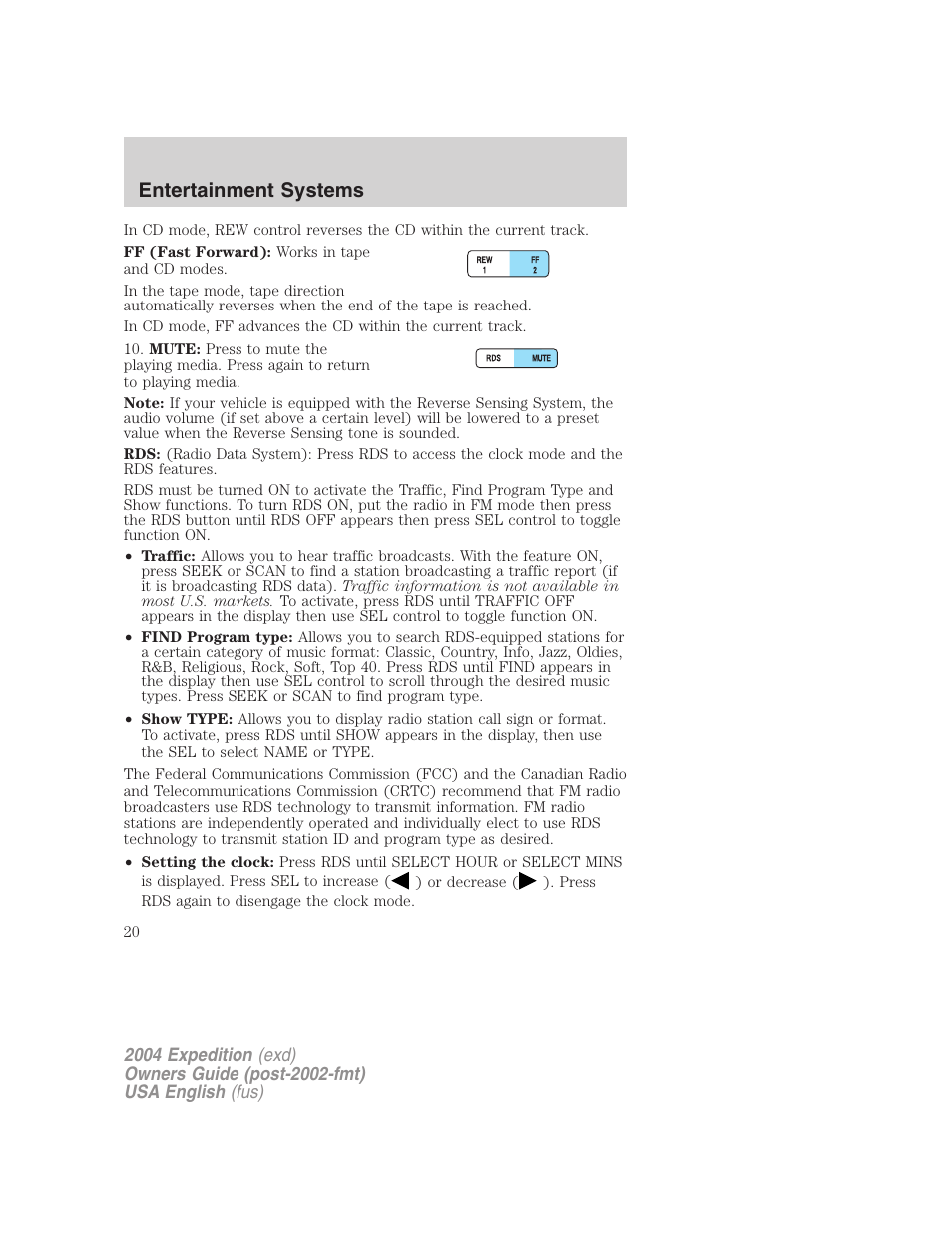 Entertainment systems | FORD 2004 Expedition v.2 User Manual | Page 20 / 352