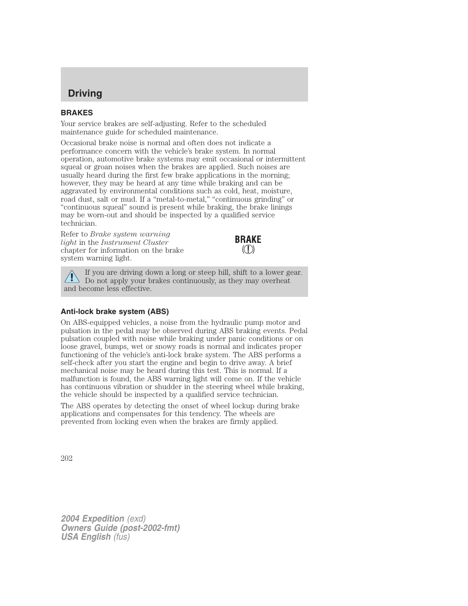 Driving | FORD 2004 Expedition v.2 User Manual | Page 202 / 352