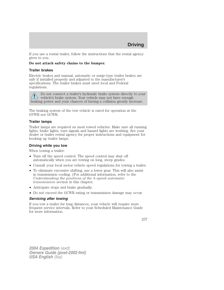 Driving | FORD 2004 Expedition v.2 User Manual | Page 237 / 352