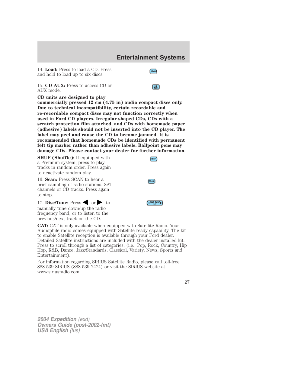 Entertainment systems | FORD 2004 Expedition v.2 User Manual | Page 27 / 352