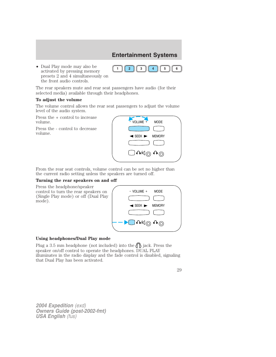 Entertainment systems | FORD 2004 Expedition v.2 User Manual | Page 29 / 352