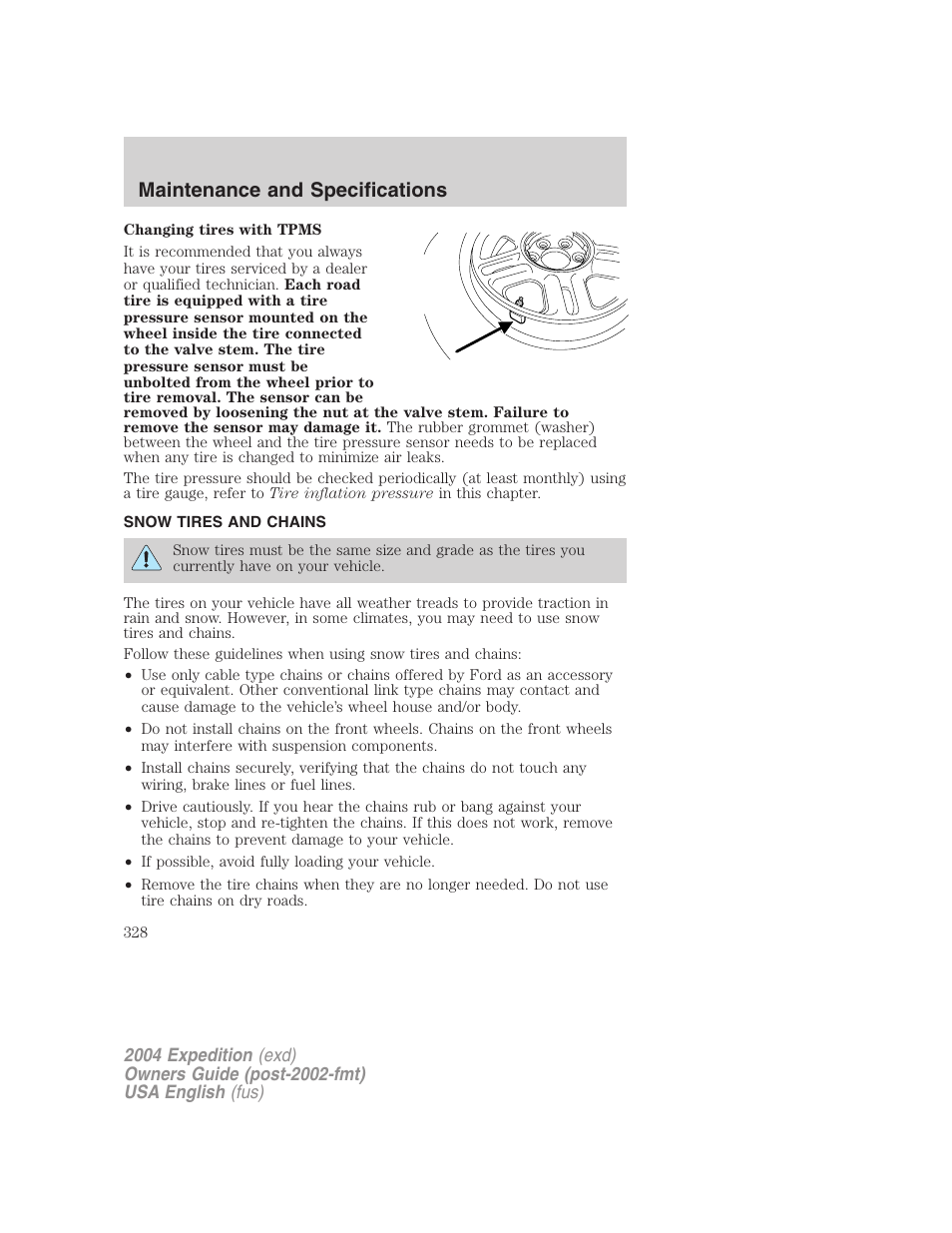 Maintenance and specifications | FORD 2004 Expedition v.2 User Manual | Page 328 / 352